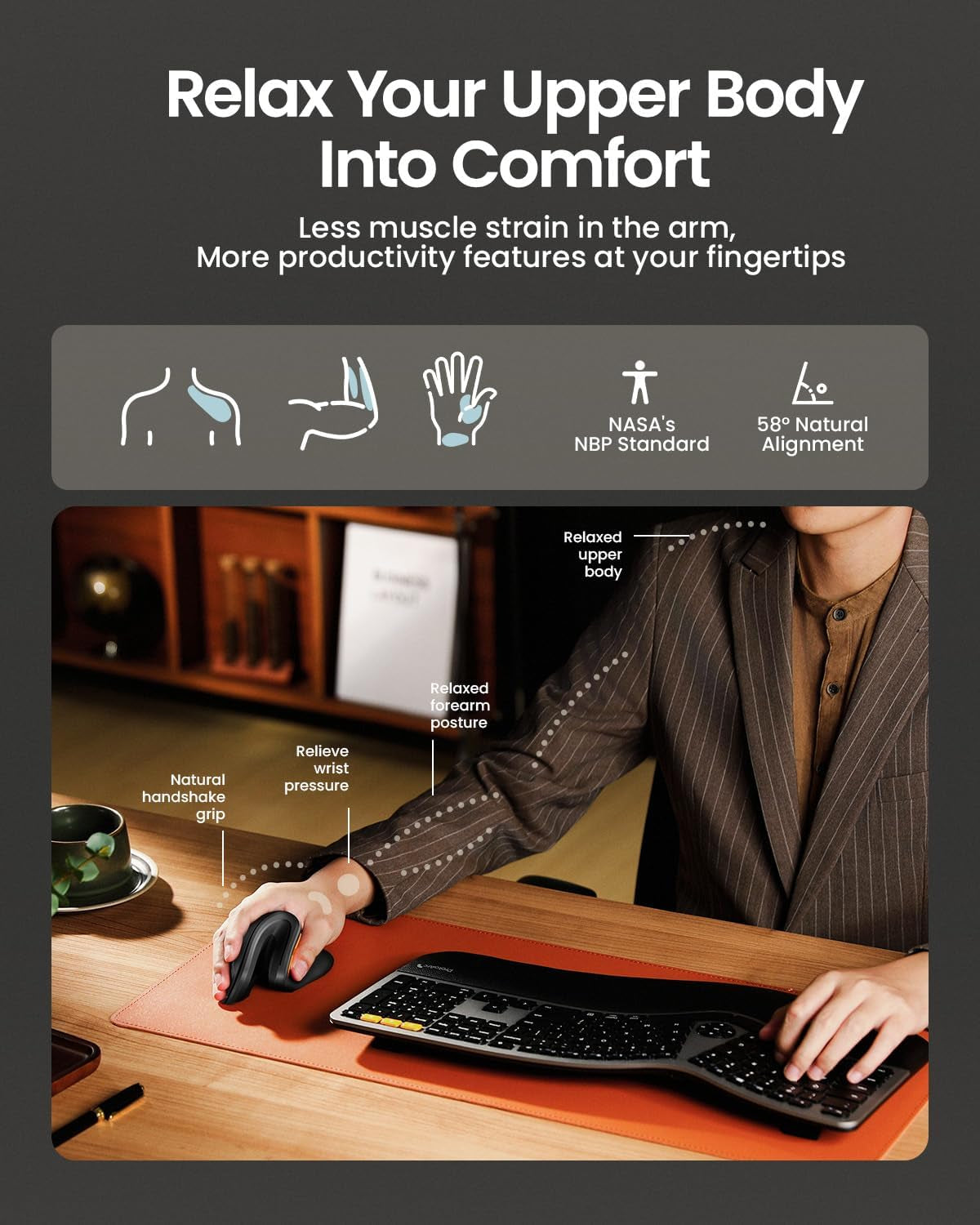 EM11 Ergonomic Vertical Wireless Mouse